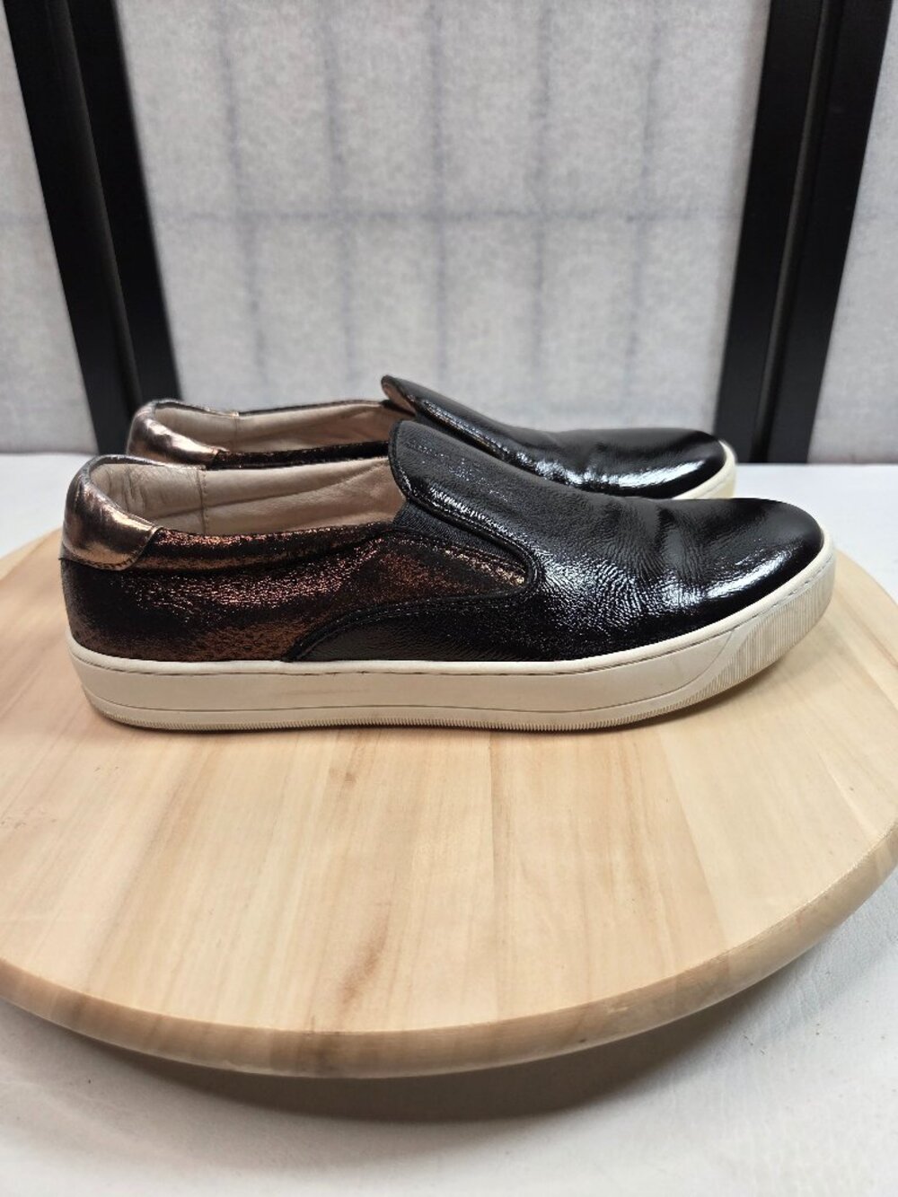 Johnston & Murphy Dark Brown & Bronze Leather Sneakers Women US 8M
